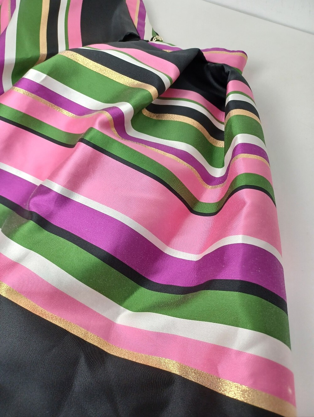 Kate Spade Metallic Festive Multi Stripe Skirt Size 2 Preppy High Waist Defect - Picture 6 of 16
